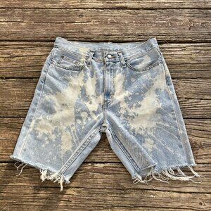 Womens 30 Cutoff Button Fly Distressed Blue Vintage Y2K Jorts